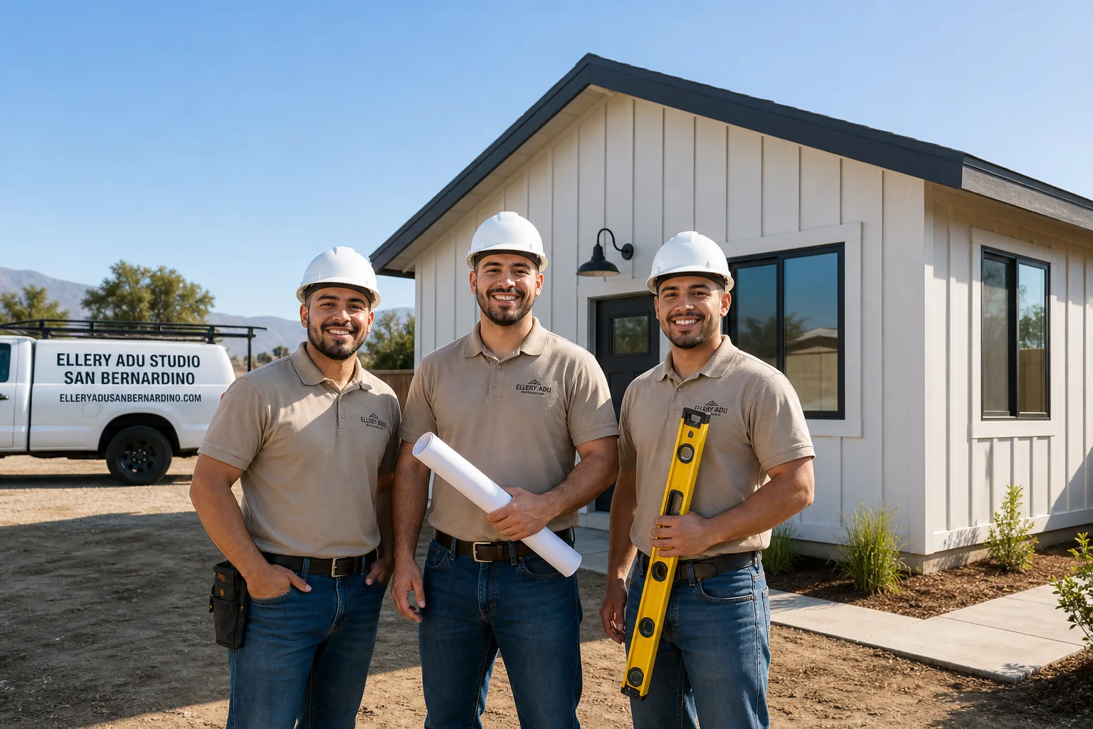 Ellery ADU Studio San Bernardino adu service vehicle and crew in San Bernardino, CA